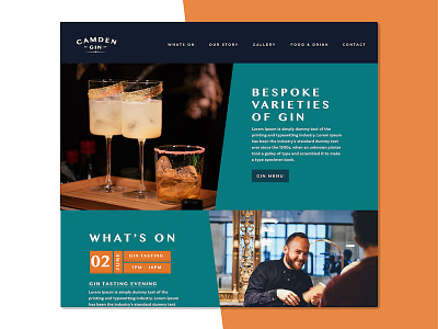 Camden Gin Bar Website bar ginbar ui vibrant web website websitedesign