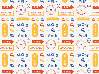 Mo's Pies Logo Pattern branding crest food graphic design hand rendered logo menu pattern pie pies playful stamp