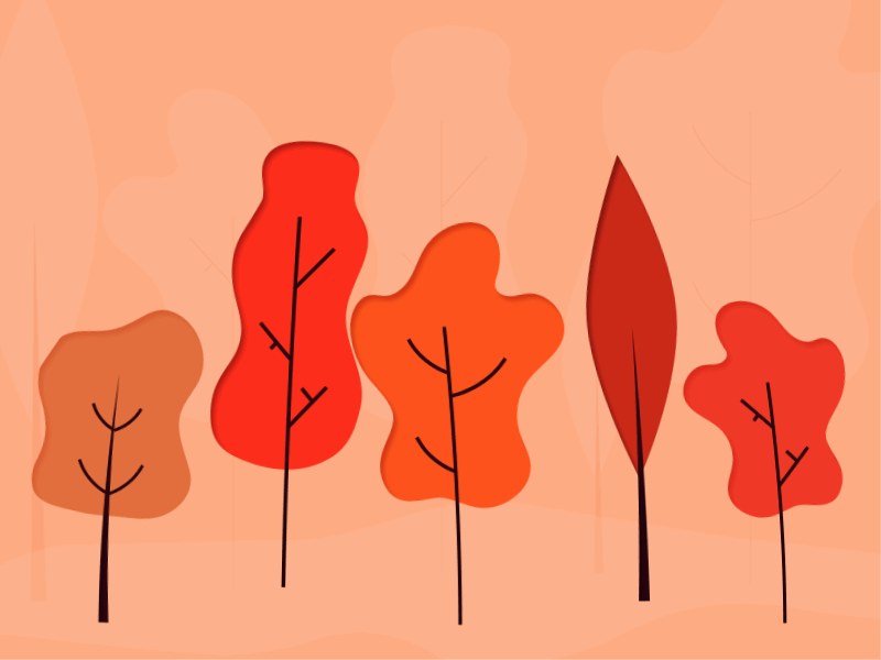 Autumn Trees animation autumn forest gif illustration leaves orange pink season trees wind winter