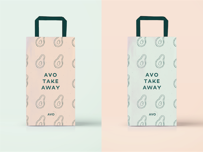 Avo Take Away graphic design avocados food brunch pastel pink business cards illustration branding brand logo avocado