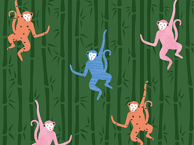 Monkey Pattern animal bamboo illustration jungle jungle illustration monkey monkey illustration monkeys rain forest
