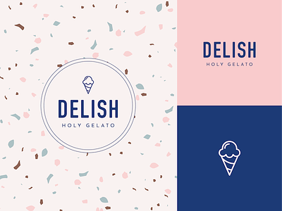 Delish Holy Gelato brand branding frozen yoghurt gelato ice cream icon identity illustration logo pattern