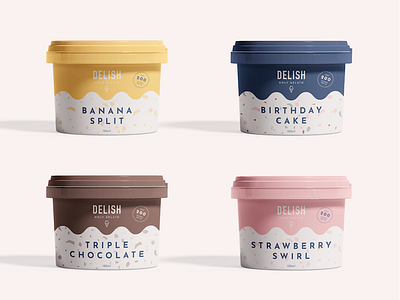Gelato Packaging banana brand branding gelato ice cream icon identity illustration logo pattern strawberry tub