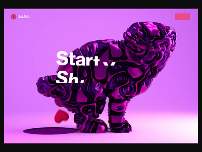 ❤️Dribbble ❤️ 3d abstract ae animation bright colors c4d cinema 4d dog dogs dribbble hero interaction light loop octane pug purple ui web