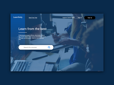 Header concept e learning header interface ui web web design