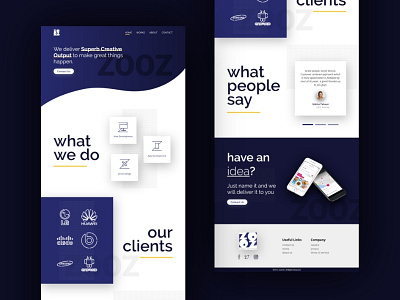 Landing page for design agency