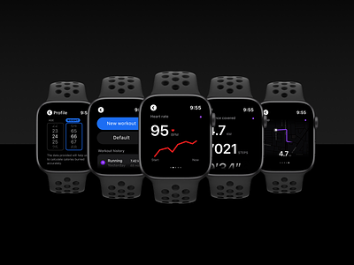Fitness Tracking Watch Application Concept UI apple application dark darkmode fitness tracking ui watch watchos wearable wearos workout