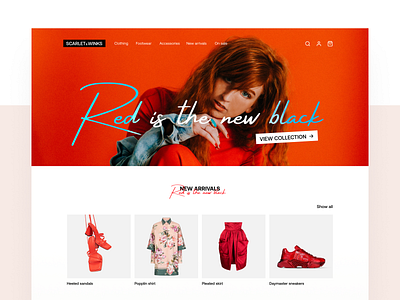 Online Fashion Store Concept commerce design ecommerce fashion landing online shop online store red store ui web webshop white space