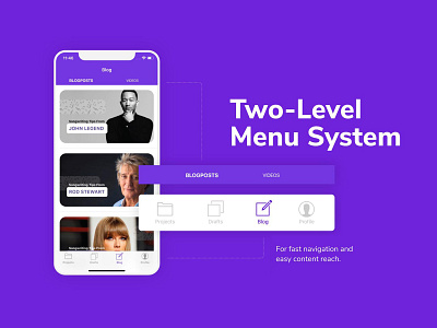 Two-Level Menu UI app apple design illustrator ios menu sketch swift ui ui design uiux user experience user interface ux