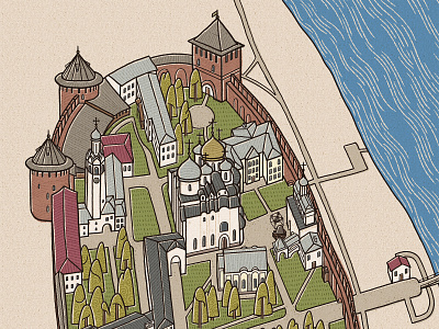 Veliky Novgorod Fortress – The Citadel architecture bookillustration children book citadel fortress historical history illustration medieval novgorod russian