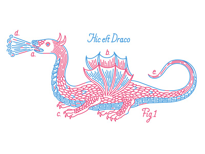 Hic est Draco 2 beast character dragon fantasy history illustration manuscript medieval