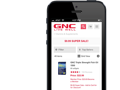 GNC's New Category Page android gnc ios mobile web moovweb