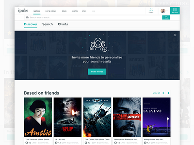 The Spoke - Movies clients movies portal recommendations system restaurants spoke the spoke ui ux web