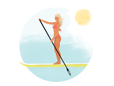 Summertime badge brushes illustraion paddle paddleboard painting procreate procreate brushes sea summertime warmup