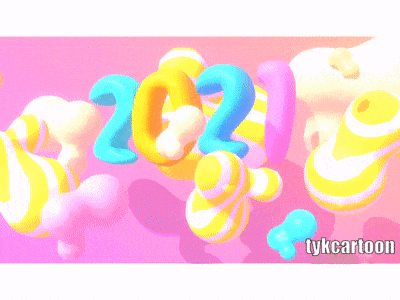 2021 Happy New Year 2021 3d abstract animation blob cartoon clouds creative cute fashion float gif holiday intro metaball modern motion graphics sphere stripe trendy