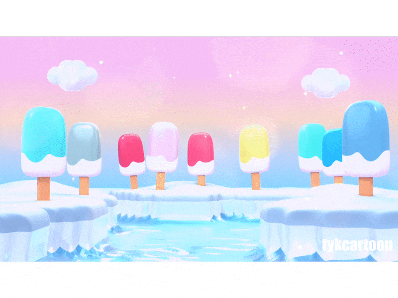 Popsicles Ice Land 3d animation candy cartoon cute dessert gif ice ice cream illustration land lolly loop ocean popsicle sea sweet water