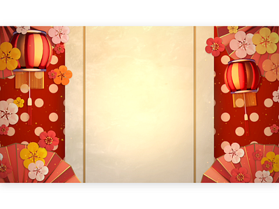Oriental Wallpaper chinese new year cny fan flower gold japan lantern plum