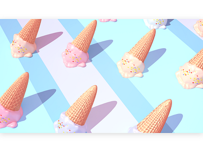 ice cream on the floor 3d candy design pink sprinkle sugar sweet