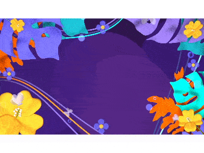 Purple Plants And Butterflies Animation animation design floral foliage frame gif jungle petal spring summer tropical