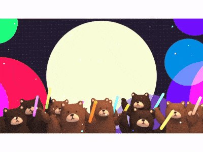 Bears At Night Club crazy fan gif holiday little bears neon sticks 可愛小熊