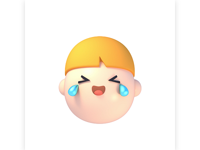 Face with tears of joy emoji 3d cartoon. expression character cry cute emoticon funny laugh lol mood sms