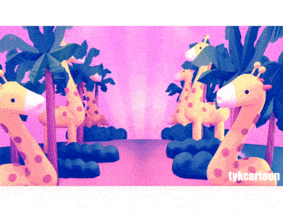 Cartoon Giraffe Jungle 3d africa cartoon character children cute design exotic funny gif humor kid palm tree safari summer travel tropical visual wild zoo