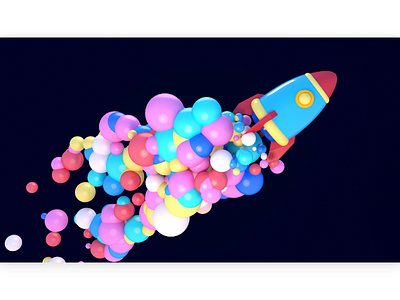 3D Rocket Launch 3d bubble cartoon cute design flight particles science solid spaceship sphere technology toy transportation