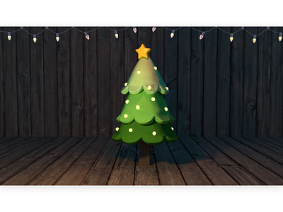 Christmas tree 3d 3dcg cartoon craft fairy lights floor holiday kid seasonal toy wooden