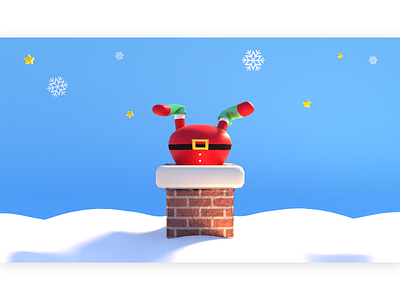 Christmas 3d cartoon character christmas cute design funny holiday humor illustration lighting setting snow upside down