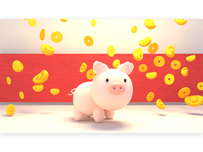 Year Of the Pig 3d animal asia cartoon character chinese new year cny culture cute design gong xi fa cai holiday lunar miniature money prosperity red envelope spring festival traditional zodiac