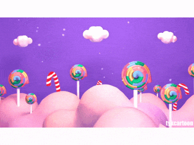 Purple Lollipop Candy World 3d candy candy cane cartoon christmas cute design dreamy fantasy gif kawaii land lollipop pink purple snow sweet theme world