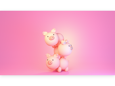 three little pigs 3d animal baby cartoon character cute miniature pig piggy pile pink stack toy