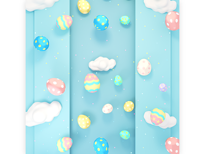 Kawaii Easter eggs 3d baby blue candy crafts cute design game gift greetings holiday hunt miniature origami paper pastel 可愛 彩蛋 復活節