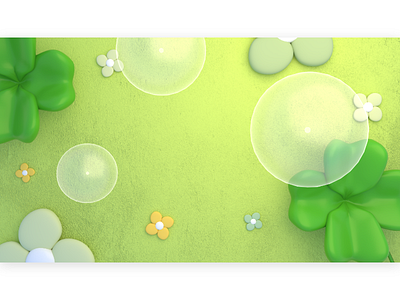 Four-leaf clover 3d bubble cute design field flower garden grass plant spring