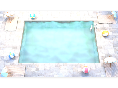 Swimming Pool 3d ball beach design hotel interior luxury miniature parasol play relax spa summer towel villa 游泳池