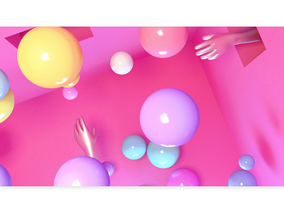 Hands and Colorful Spheres 3d beauty cosmetic design fashion geometric geometry modern motion graphics party playful pop shape stylish