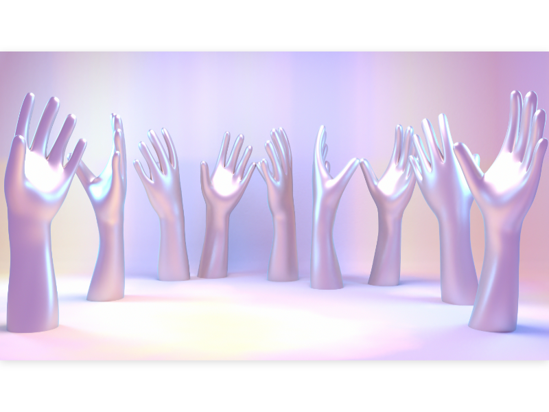 hands pastel human neon gesture hello beauty mannequin design 3d