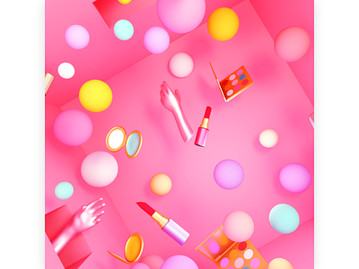 Beauty Makeup 3d bubble cosmetic cute design game girl glamour house indoor pink play pop power product room set shopping sphere