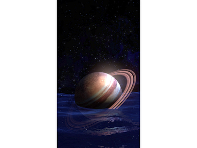 planet in the sea 3d falling galaxy ocean sci fi simulation surreal universe water waves world