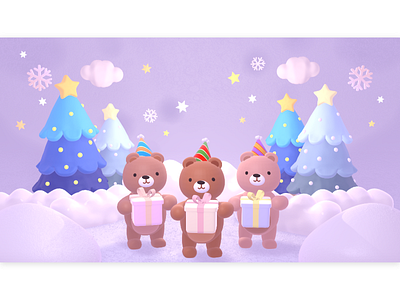 cute merry christmas bears