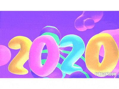 2020 Happy New Year 3d animation blob design geometric gif green holiday modern motiongraphics pink purple yellow