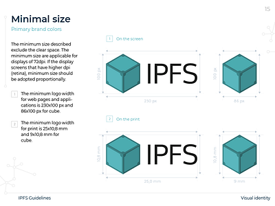 Minimal size logo IPFS brand brandbook cube guidlines ipfs