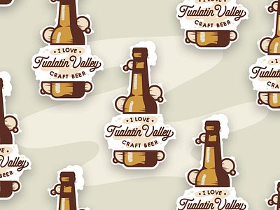 I Love Tualatin Valley Craft Beer beer branding design flat illustration oregon pnw sticker vector