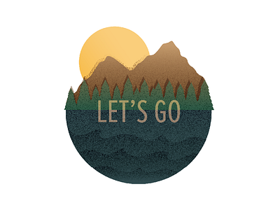 Let's Go drawing forest geometric illustration mountain ocean pnw wilderness