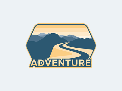 Adventure adventure badge flat icon logo logotype mountain road scenery typography vector yellow