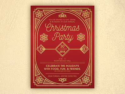 Christmas Party Invite #2 art deco christmas design flat illustration invitation party pnw typography vector