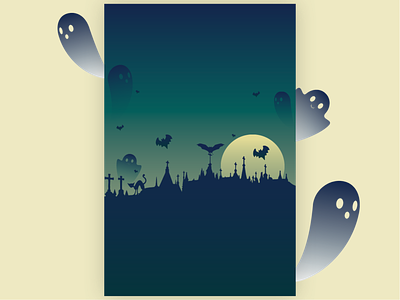 Grim Grinning Ghosts Halloween background color transition flyer artwork ghost halloween halloween design halloween flyer