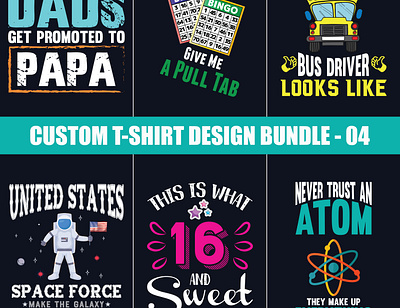 Custom T-shirt Design Bundle-04 custom t shirt design fashion design illustration logo merch by amazon t shirt t shirt design t shirt mockup typography ui