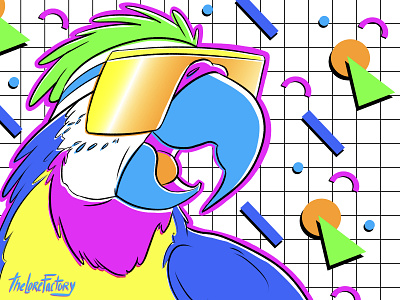 90s Party Parrot 2 90s cartoon character concept character design cute illustration macaw mascot parrot