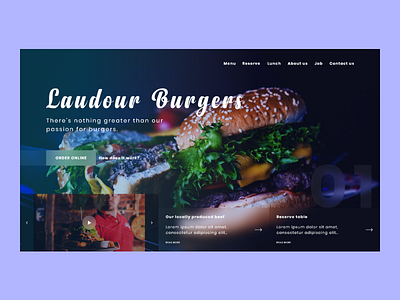 Burger restaurant - Landing page background blur burger burgers colors gradient landingpage restaurant ui ux video website